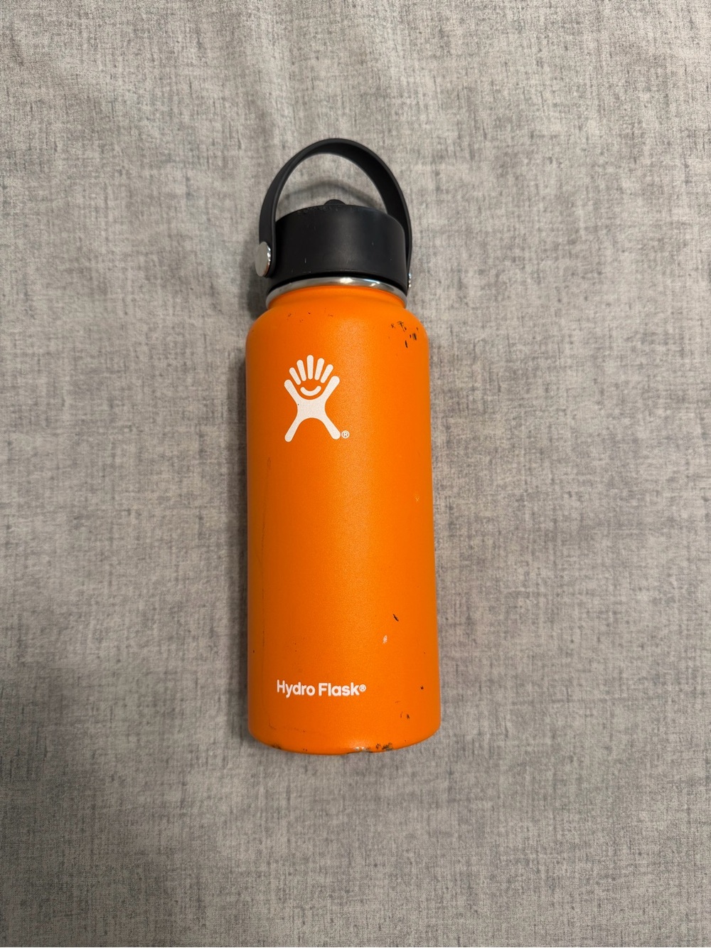 Hydro Flask Orange Bottle with Black Lid